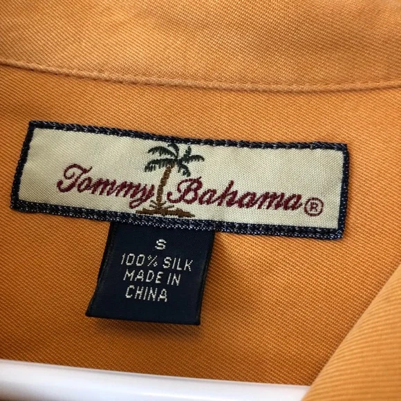 Tommy Bahama 100% Silk light orange button up - Picture 5 of 5